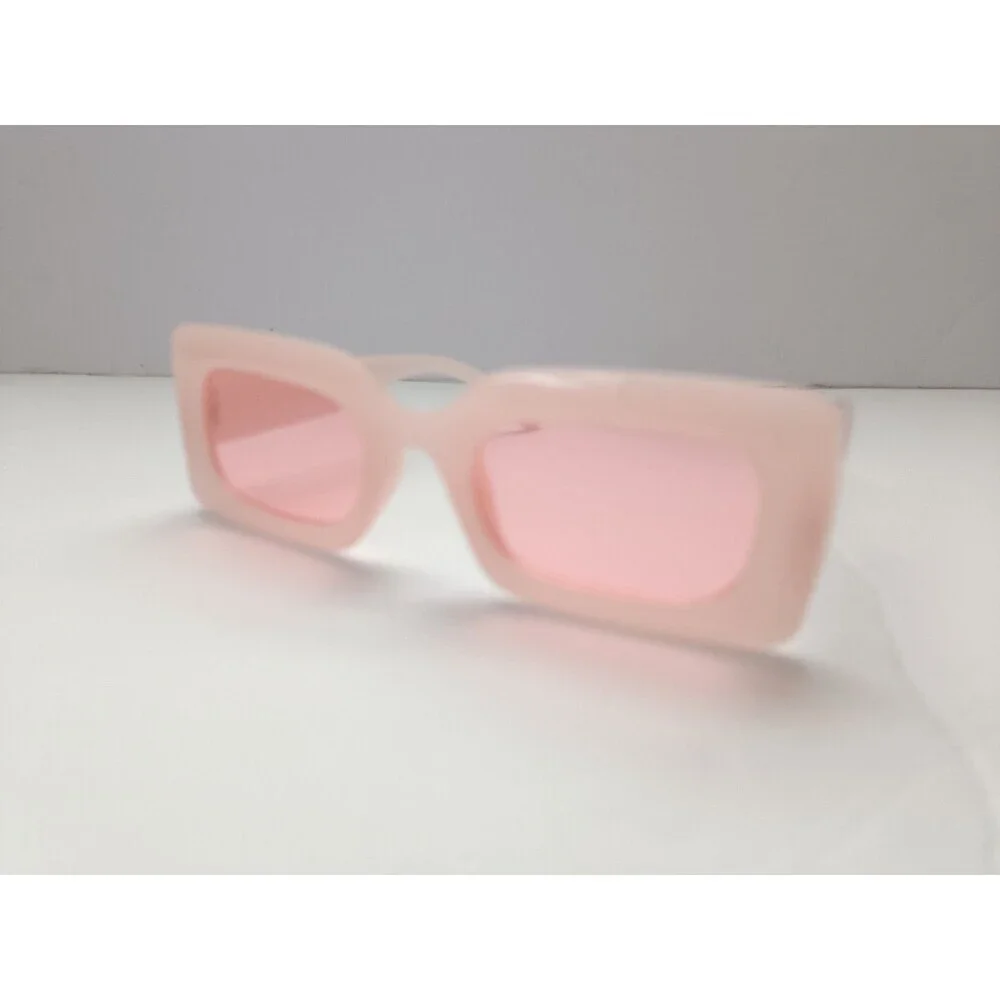 Rectangular Pink Sunglasses Pink Tinted Lens Unisex